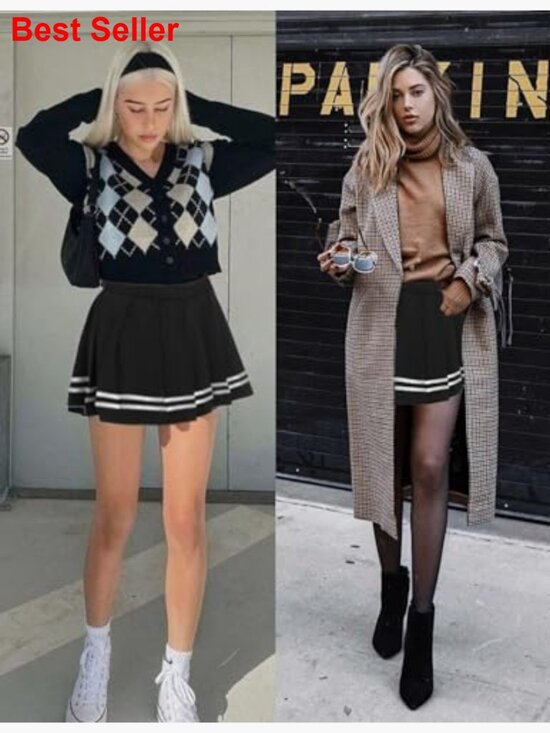 Pleated Mini Skirt with Elastic High Waist, Recycled Material - Picture 4 of 7